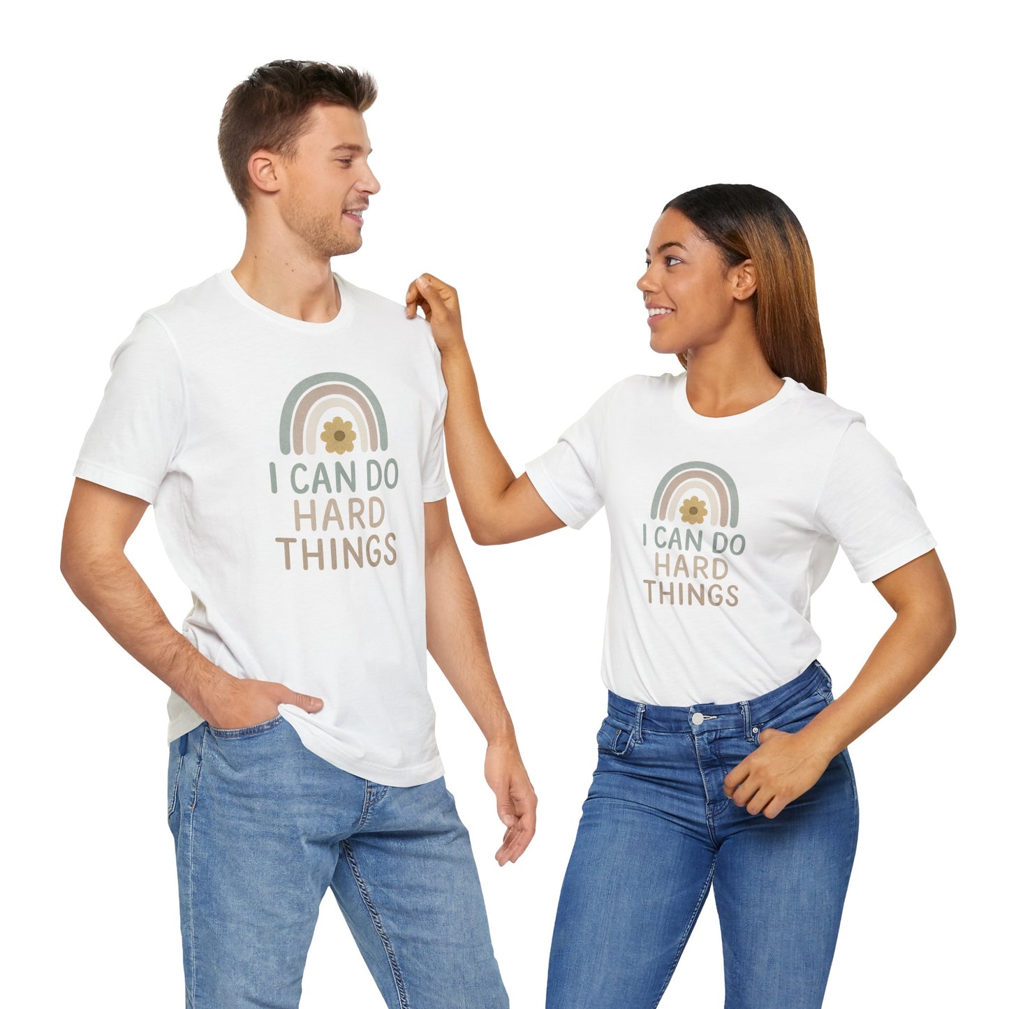'I Can Do Hard Things' Rainbow Design - Bella Canvas T-Shirt