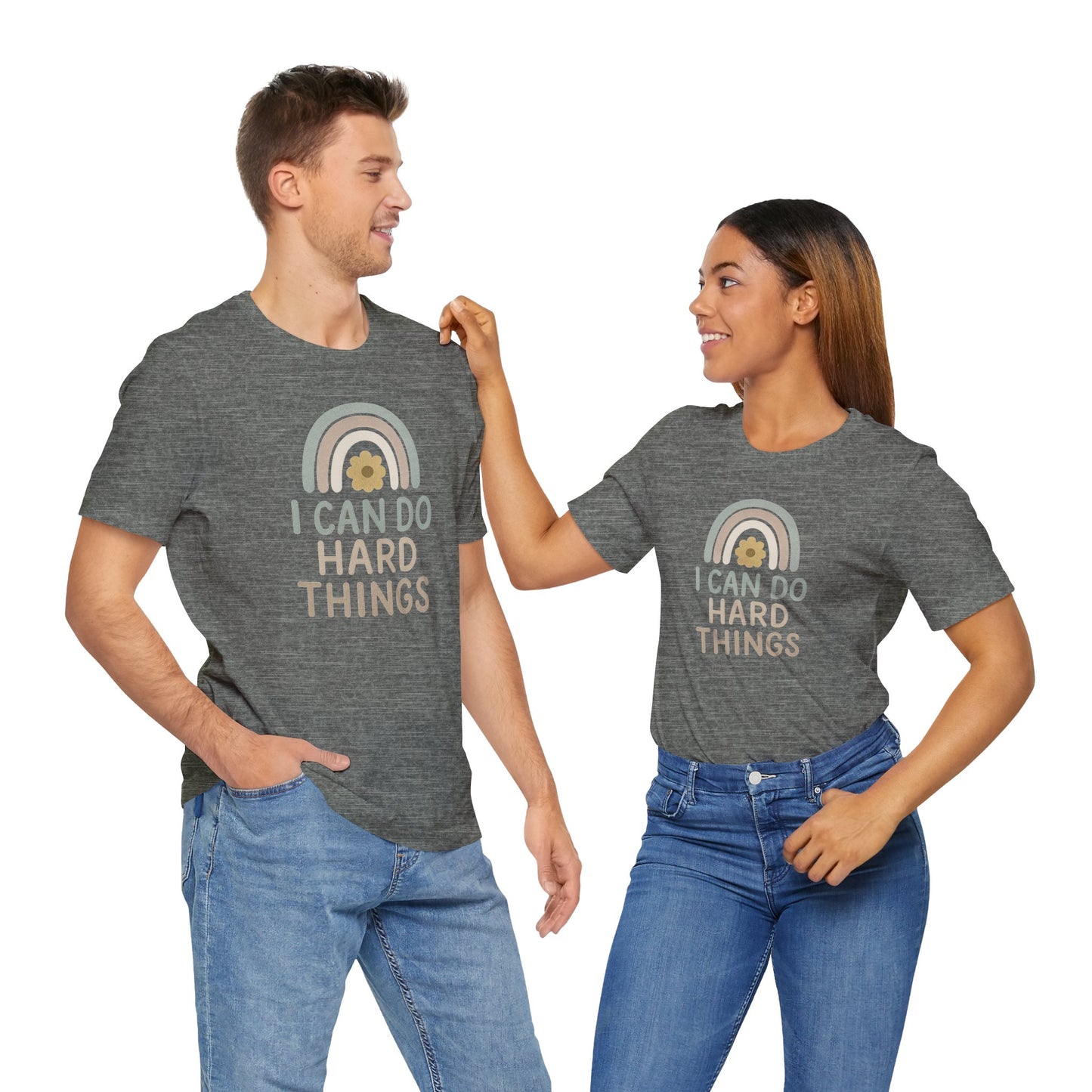 'I Can Do Hard Things' Rainbow Design - Bella Canvas T-Shirt