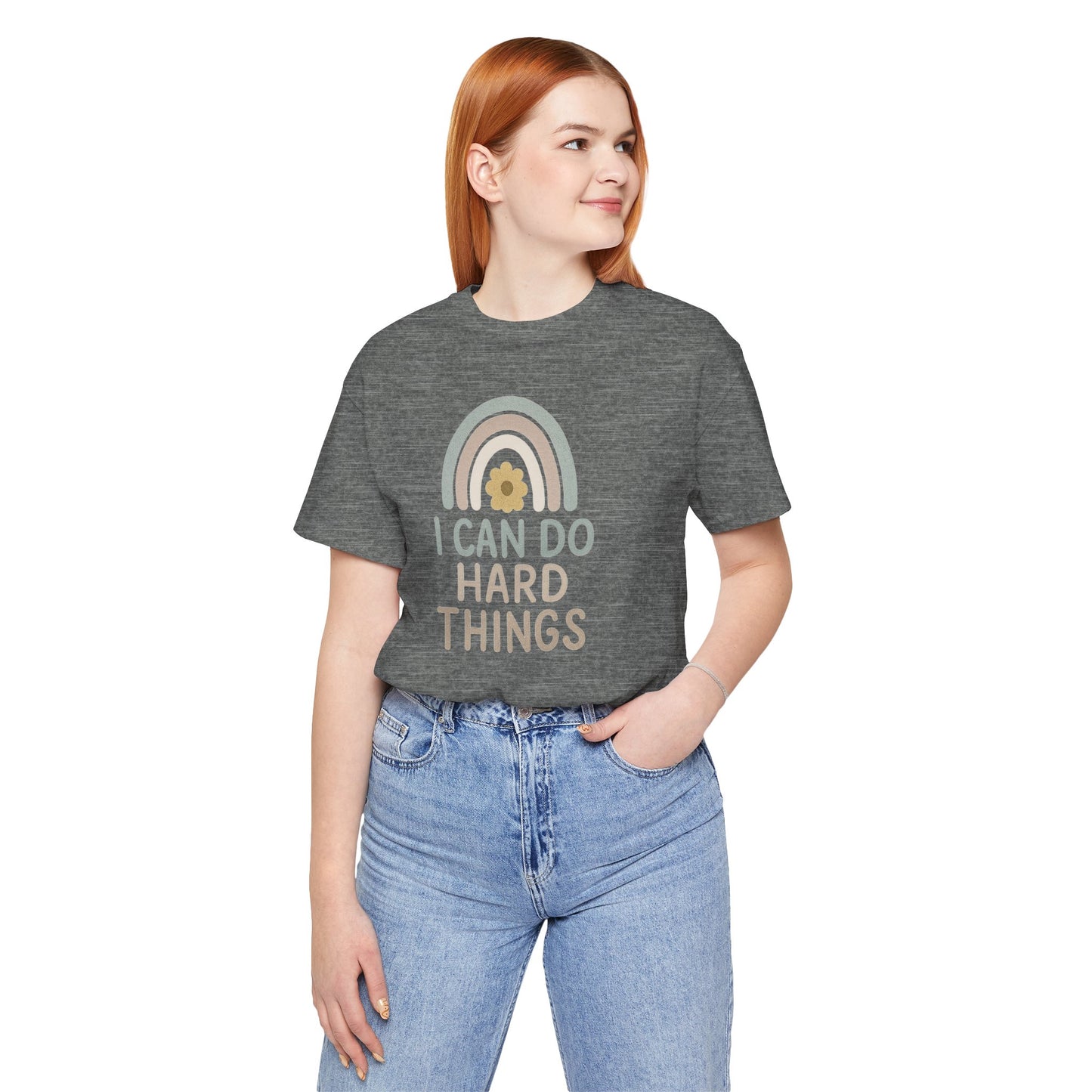 'I Can Do Hard Things' Rainbow Design - Bella Canvas T-Shirt