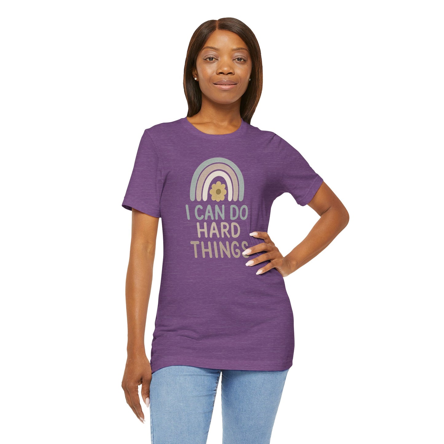 'I Can Do Hard Things' Rainbow Design - Bella Canvas T-Shirt